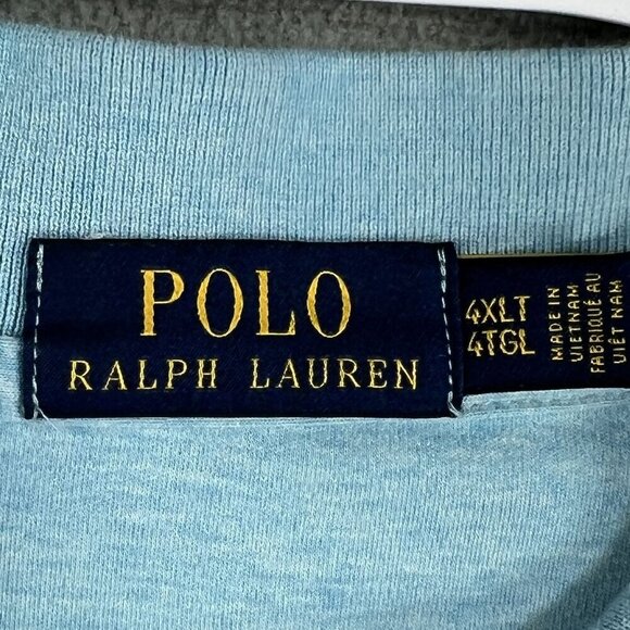 Ralph Lauren Polo Mens 4XLT Light Blue Short Sleeve Polo Shirt Golf Quiet Luxury - Picture 13 of 14